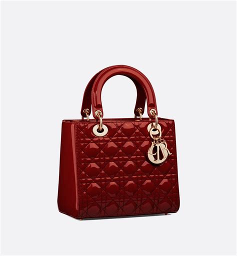 lady dior medium cherry red patent|Lady Dior cannage bag.